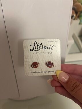 Lilliput Little Things Football Stud Earrings - Brown
